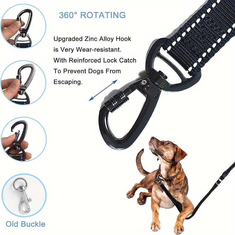 Versatile 4-in-1 Dog Leash with Soft Handle and Reflective Threads.