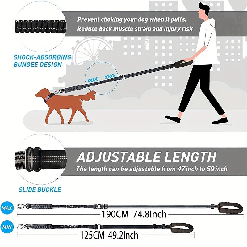 Versatile 4-in-1 Dog Leash with Soft Handle and Reflective Threads.